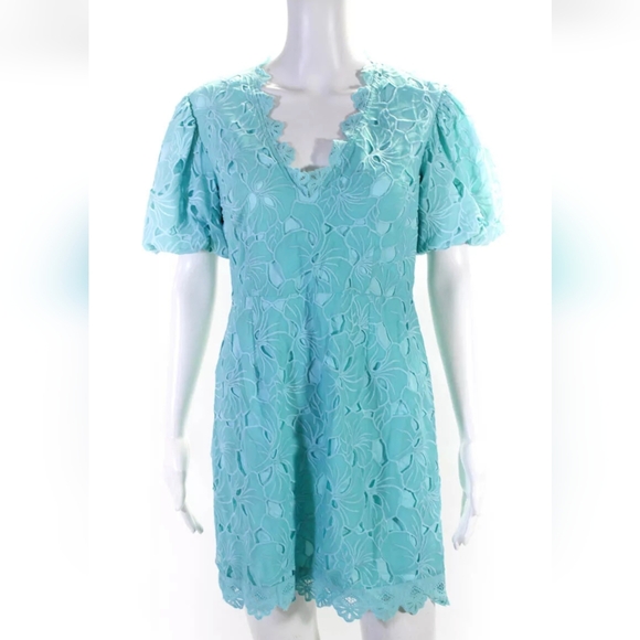 Toccin NY Embroidered Floral Overlay Blue Dress, S - Picture 1 of 4